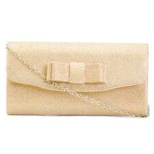 New D’Margeaux Glitter Bow Clutch with Chain